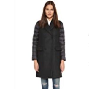 ADD Down Coat with Wool Trench Front, Size 2, Grey and Black